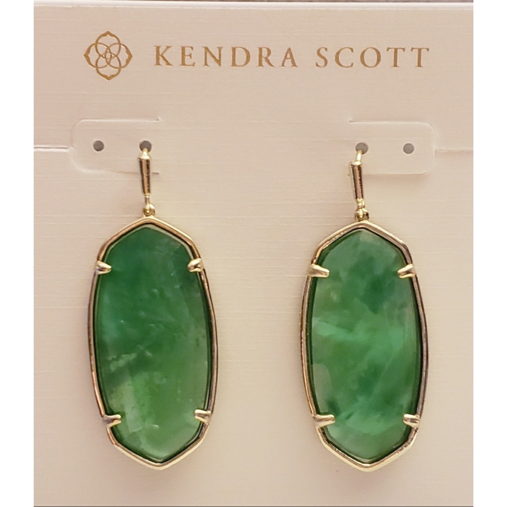 Kendra Scott Elle Earrings in Jade Green I… - Picture 1 of 8